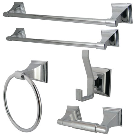 Kingston Brass Monarch 5-Piece Bathroom Accessory Set, Chrome BAHK61212478C